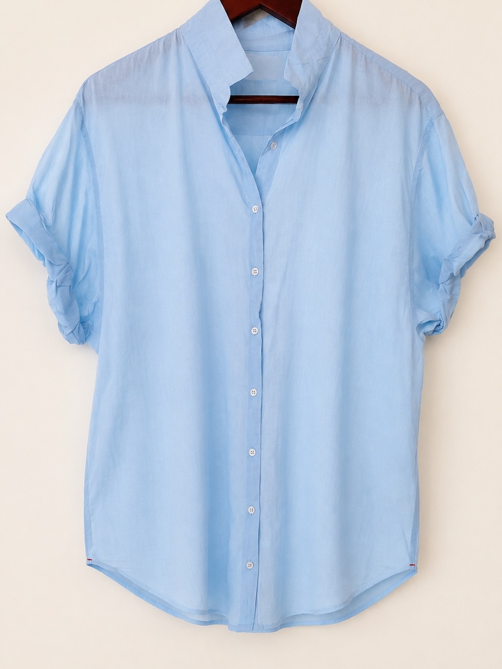 XiRENA Sky-Blue Short Sleeve Button-Down Shirt